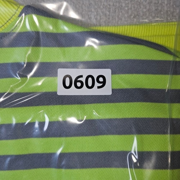 Anrabess Striped Lime Green and Grey Knit Henley Sweatshirt Size S - Picture 6 of 6